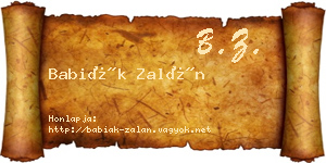 Babiák Zalán névjegykártya